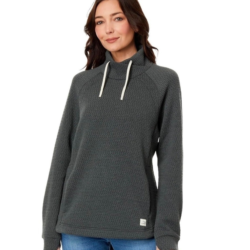 LL Bean Ridgeknit Crossneck Pullover Sweater Sweatshirt Charcoal Gray Women's 3X